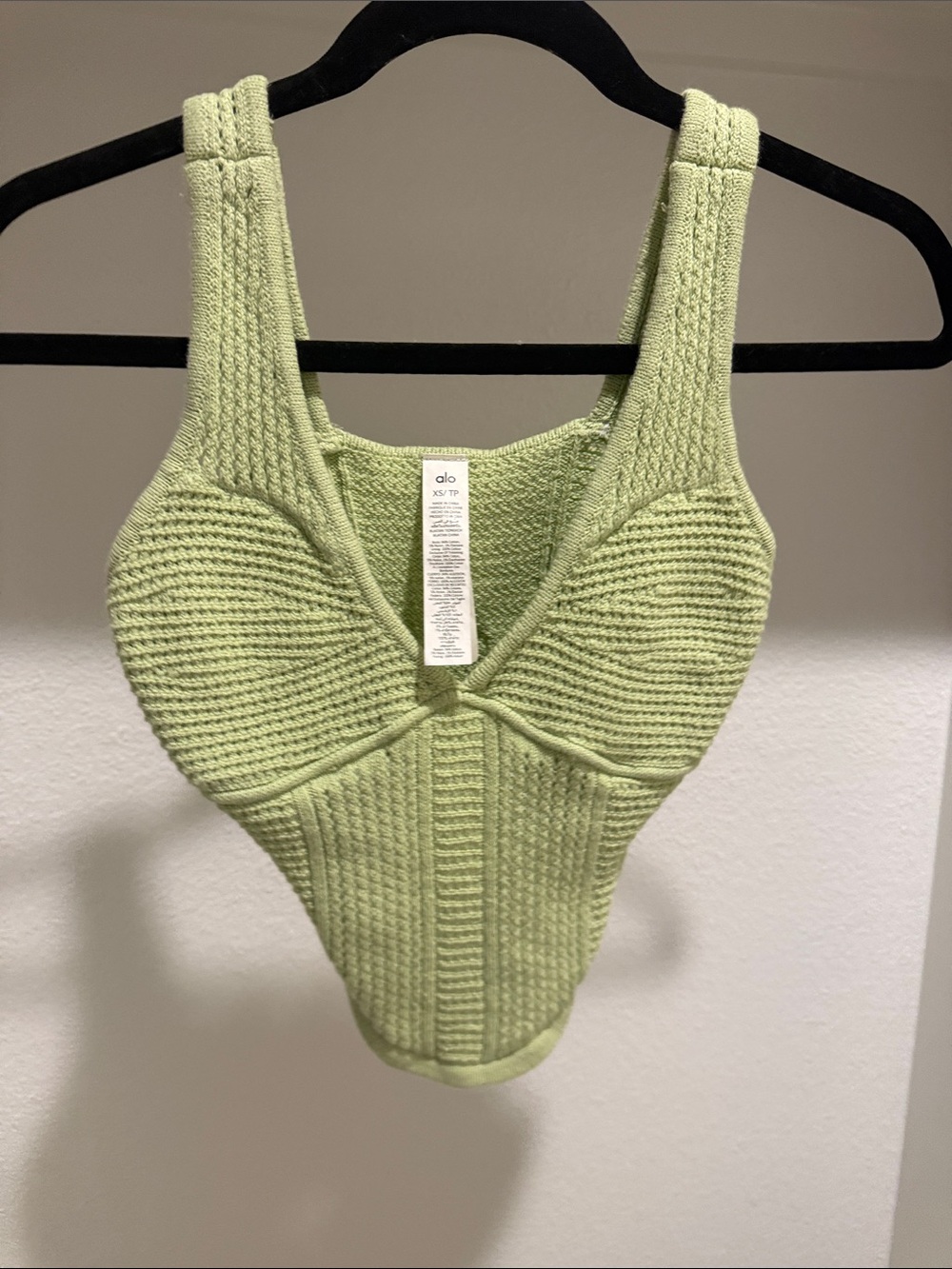 ALO Yoga Knit Scoop-Back Bodysuit in Light Green